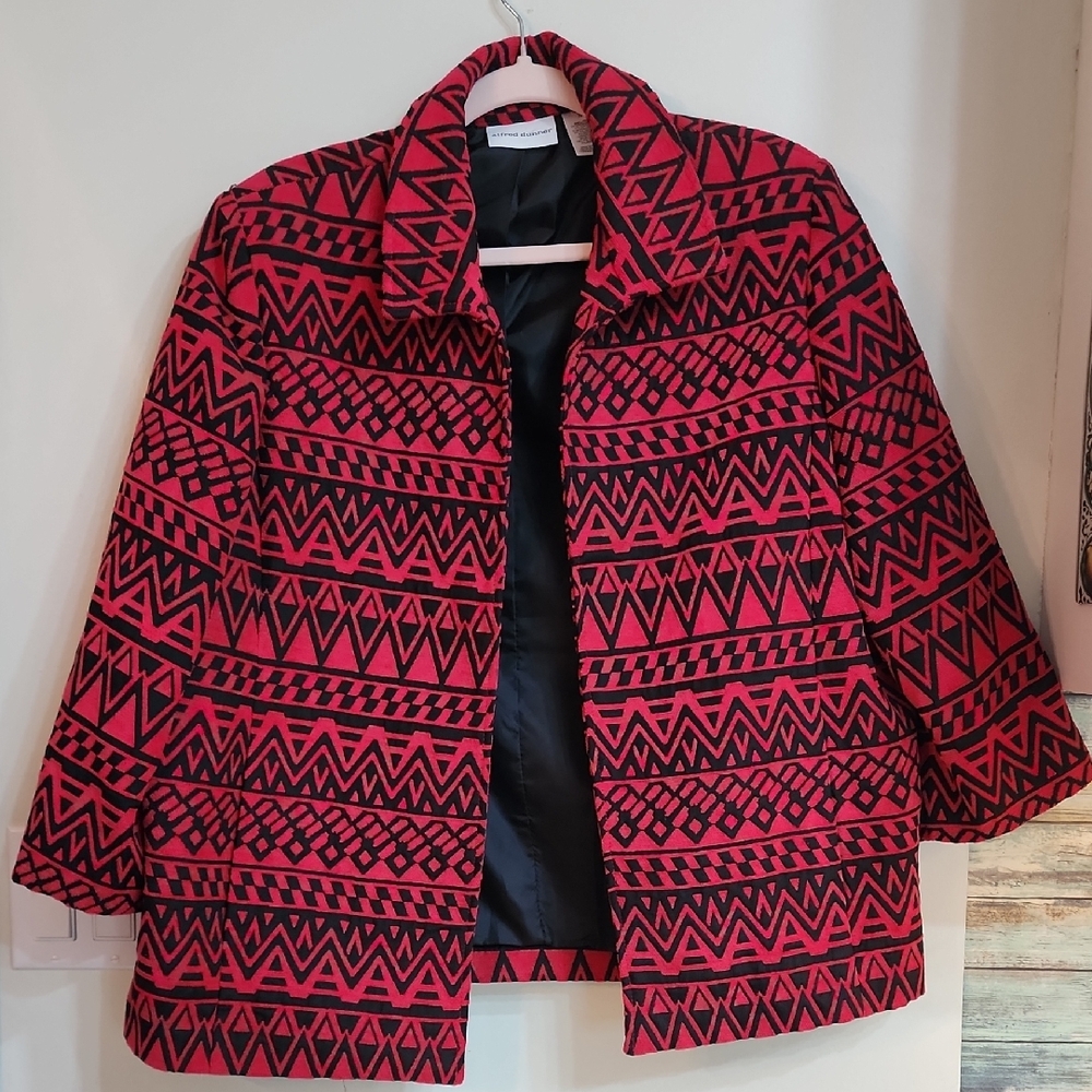 Alfred Dunner Tribal Patterned Red and Black Women's Jacket